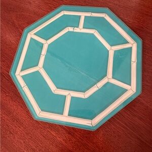 Society Social Turquoise Bamboo Glass Tray